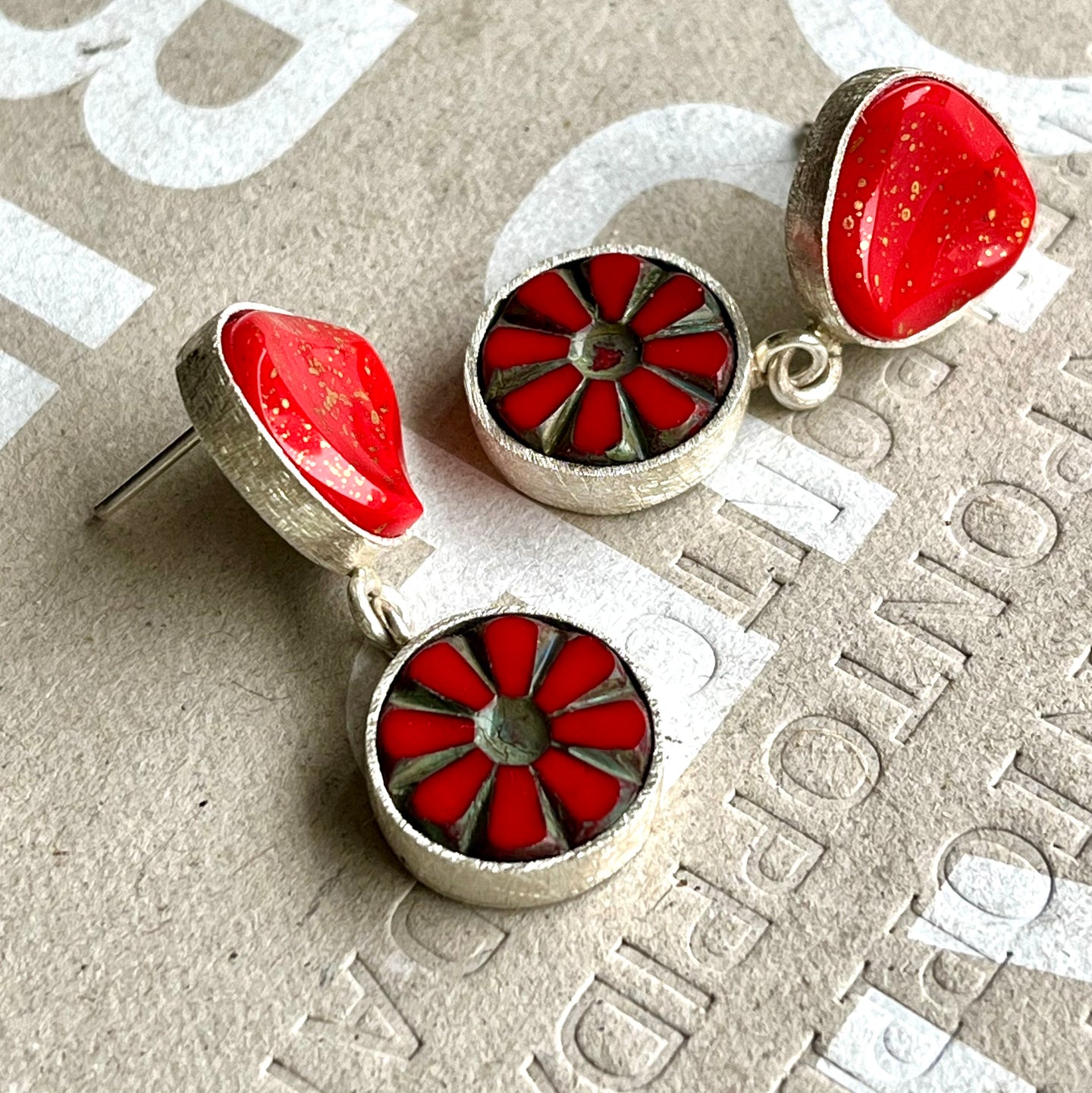 aros plata rojos