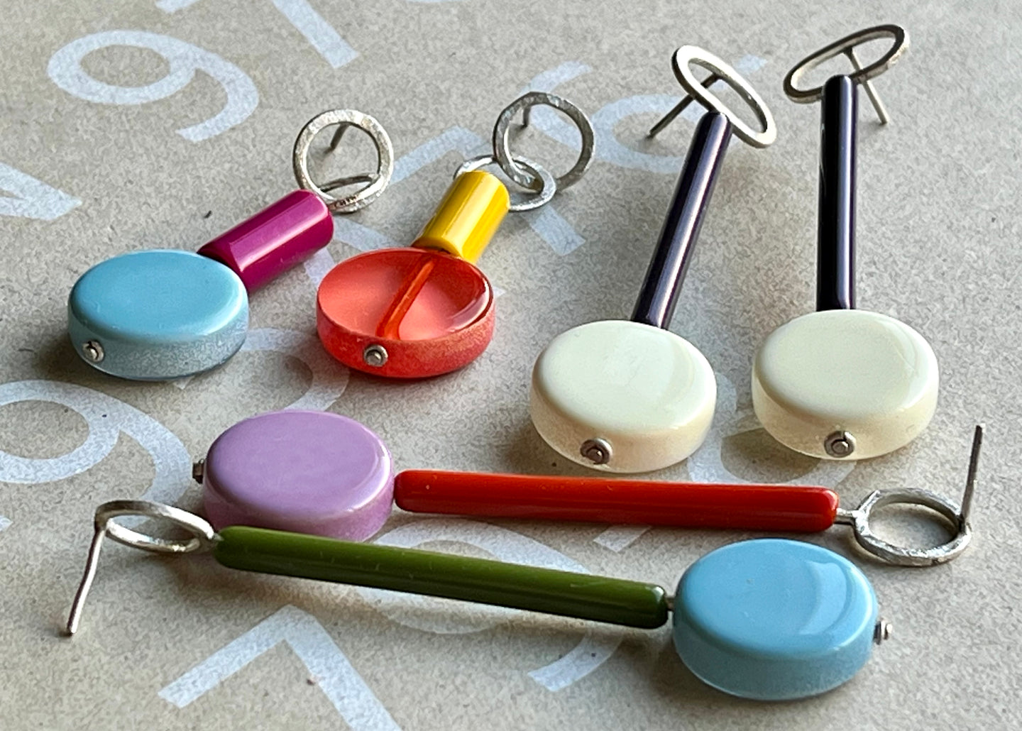 aros plata y baquelita