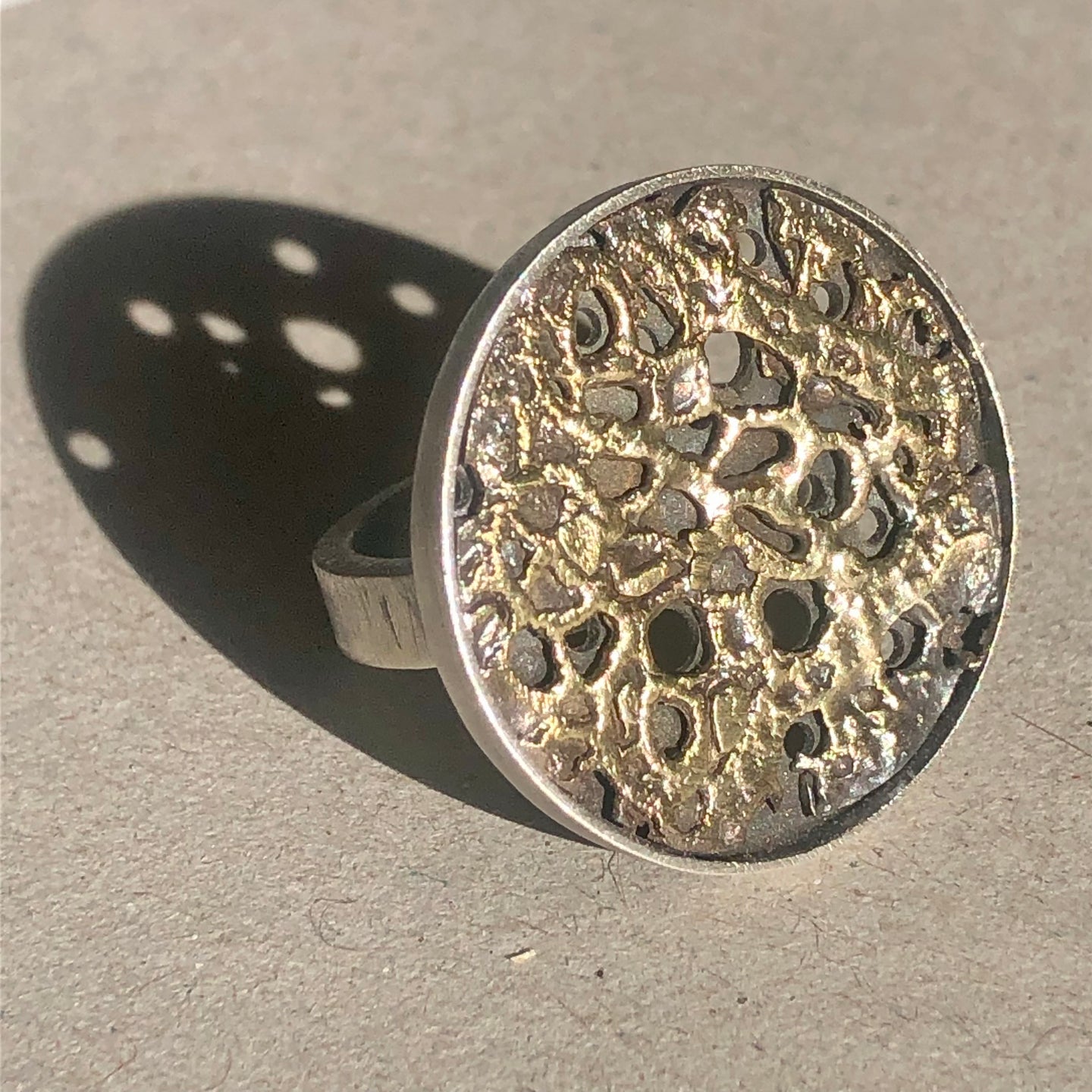 anillo plata y bronce